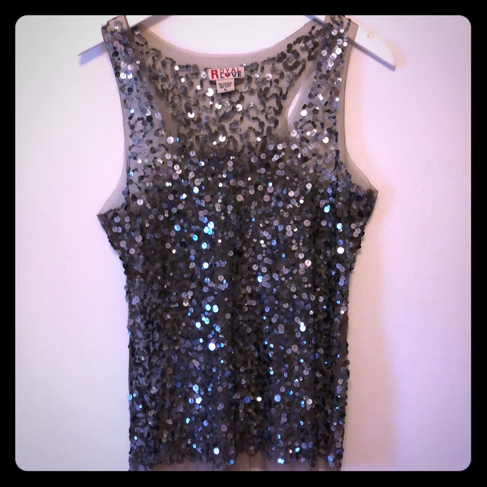 Sequin sheer tank top